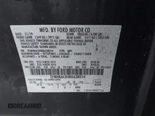 2019 Ford Flex SEL with VIN 2FMHK6C84KBA38054, listed as a IAAI auction lot 41083921 with 67,427 mi miles. Bid and sale history available at carsss.com. Image 9.