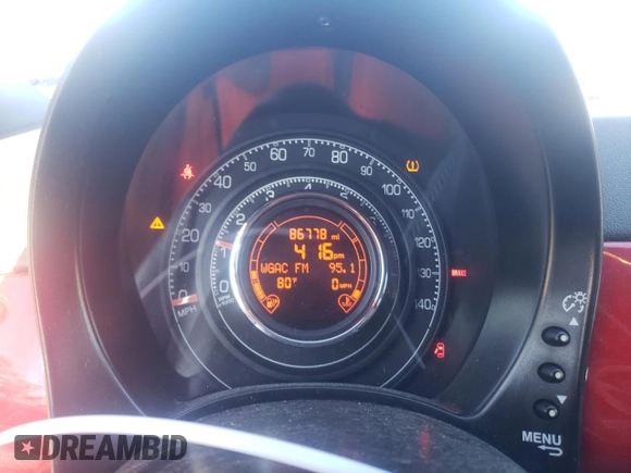 2013 FIAT 500 Turbo with VIN 3C3CFFHH7DT633813, listed as a Copart auction lot 87255644 with 86,778 mi miles and Salvage Title. Bid and sale history available at carsss.com. Image 9.