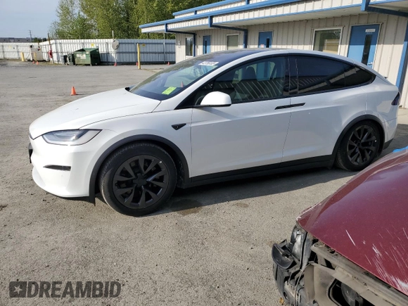 2022 Tesla Model X with VIN 7SAXCDE51NF342652, listed as a Copart auction lot 42756105 with Not Provided miles and Salvage Title. Bid and sale history available at DreamBid. Image 1.