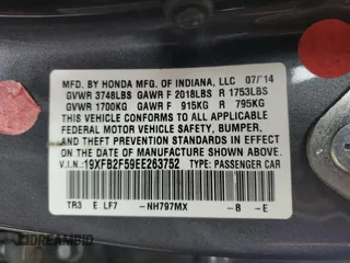 2014 Honda Civic Sedan LX with VIN 19XFB2F59EE263752, listed as a Copart auction lot 88976505 with 139,897 mi miles and Salvage Title. Bid and sale history available at carsss.com. Image 12.