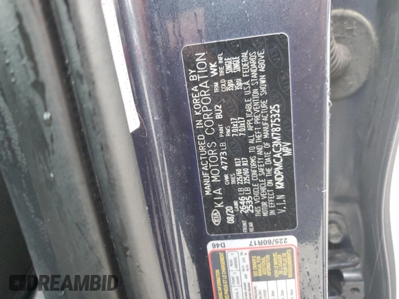 2021 Kia Sportage LX z VIN KNDPMCAC3M7875325, wystawiony jako Copart lot #58910705 z przebiegiem 49 312 mil mil oraz Szkoda całkowita • Salvage title. Historia ofert i sprzedaży dostępna na DreamBid. Obrazek 13.