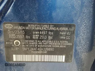 2016 Hyundai Sonata SE with VIN 5NPE24AF4GH329890, listed as a Copart auction lot 48136435 with 159,402 mi miles and Salvage Title. Bid and sale history available at carsss.com. Image 13.