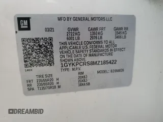 2021 Cadillac XT6 Premium Luxury with VIN 1GYKPCRS8MZ185422, listed as a Copart auction lot 56131775 with 62,043 mi miles and Salvage title. Bid and sale history available at DreamBid. Image 13.