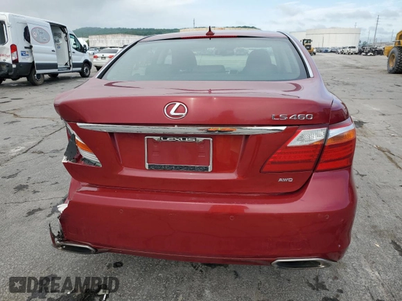 2011 Lexus LS 460 with VIN JTHCL5EF4B5009688, listed as a Copart auction lot 54052255 with 129,940 mi miles and Salvage title. Bid and sale history available at DreamBid. Image 6.