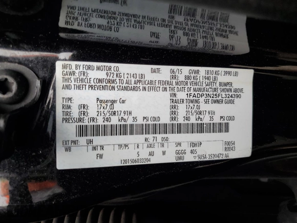 2015 Ford Focus Titanium z VIN 1FADP3N25FL324390, wystawiony jako Copart lot #59801805 z przebiegiem 97 615 mil mil oraz Szkoda całkowita • Salvage title. Historia ofert i sprzedaży dostępna na DreamBid. Obrazek 12.