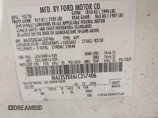 2020 Ford EcoSport SE with VIN MAJ3S2GE6LC357406, listed as a IAAI auction lot 41899897 with 75,871 mi miles. Bid and sale history available at carsss.com. Image 9.