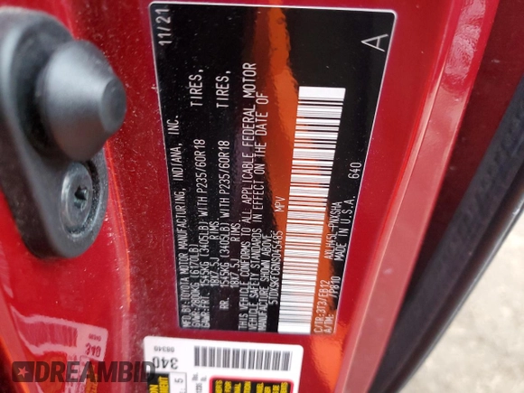 2022 Toyota Sienna XSE z VIN 5TDXSKFC6NS045485, wystawiony jako Copart lot #86983854 z przebiegiem 59 393 mil mil oraz Nie do naprawy • Non repairable. Historia ofert i sprzedaży dostępna na DreamBid. Obrazek 13.