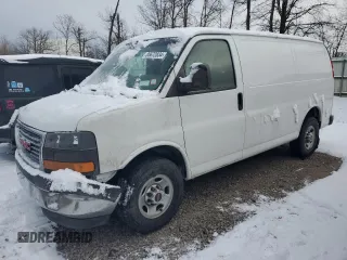 2017 GMC Savana Cargo Van with VIN 1GTW7AFFXH1343864, listed as a Copart auction lot 85672834 with 91,789 mi miles and Salvage Title. Bid and sale history available at carsss.com. Image 1.