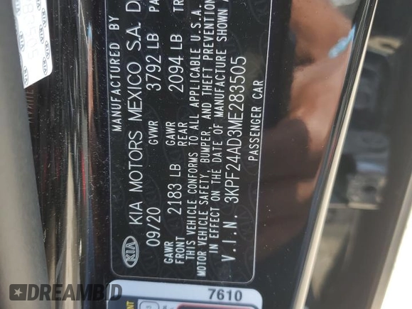 2021 Kia Forte LXS с VIN 3KPF24AD3ME283505, выставлен на аукционе Copart как лот 56284845 с пробегом 65 639 миль миль и Списание • Salvage title. История ставок и продаж доступна на DreamBid. Изображение 13.