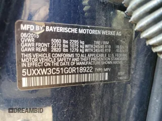 2016 BMW X4 xDrive28i z VIN 5UXXW3C51G0R18922, wystawiony jako Copart lot #51652645 z przebiegiem 255 151 mil mil oraz Tytuł czysty. Historia ofert i sprzedaży dostępna na DreamBid. Obrazek 13.