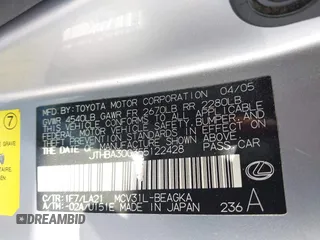 2005 Lexus ES with VIN JTHBA30G355122428, listed as a IAAI auction lot 41850856 with 159,368 mi miles. Bid and sale history available at carsss.com. Image 9.