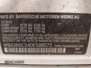 2013 BMW 3 Series 335i xDrive with VIN WBA3B9C54DF586575, listed as a IAAI auction lot 42285797 with 204,461 mi miles and . Bid and sale history available at DreamBid. Image 9.