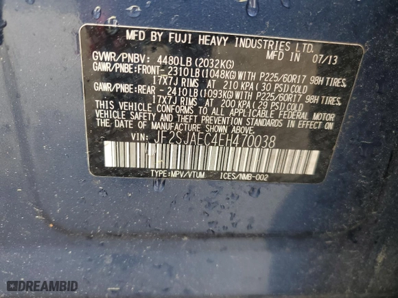 2014 Subaru Forester 2.5i Premium with VIN JF2SJAEC4EH470038, listed as a Copart auction lot 49037345 with 177,623 mi miles and Salvage Title. Bid and sale history available at carsss.com. Image 12.