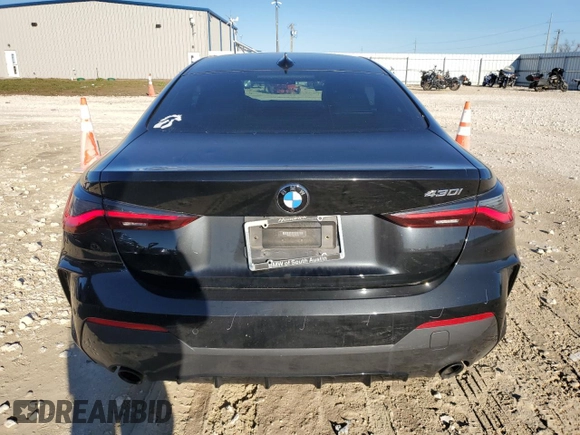 2021 BMW 4 Series 430i with VIN WBA53AP04MCF74727, listed as a Copart auction lot 43171735 with 20,740 mi miles and Salvage Title. Bid and sale history available at DreamBid. Image 6.