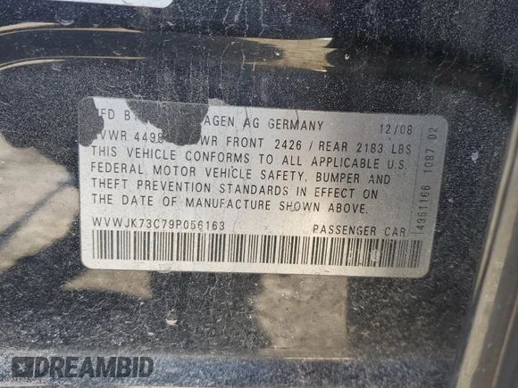 2009 Volkswagen Passat Komfort z VIN WVWJK73C79P056163, wystawiony jako Copart lot #42095525 z przebiegiem 132 709 mil mil oraz Szkoda całkowita • Salvage title. Historia ofert i sprzedaży dostępna na DreamBid. Obrazek 14.