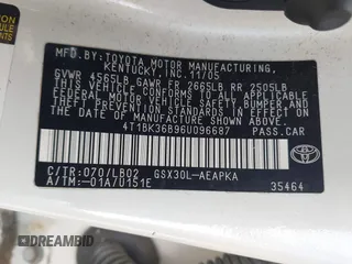 2006 Toyota Avalon XL with VIN 4T1BK36B96U096687, listed as a IAAI auction lot 41943651 with 59,298 mi miles and . Bid and sale history available at DreamBid. Image 9.
