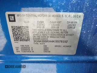 2019 Chevrolet Blazer z VIN 3GNKBBRA4KS579152, wystawiony jako IAAI lot #42033979 z przebiegiem 75 158 mil mil oraz . Historia ofert i sprzedaży dostępna na DreamBid. Obrazek 9.