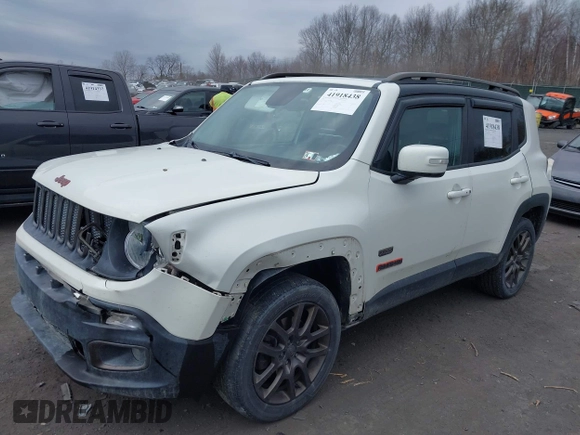 2016 Jeep Renegade Latitude with VIN ZACCJBBT7GPE10859, listed as a IAAI auction lot 41918438 with 117,036 mi miles. Bid and sale history available at carsss.com. Image 2.