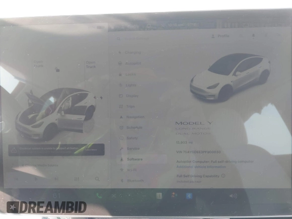 2023 Tesla Model Y Long Range with VIN 7SAYGDEE3PF900030, listed as a IAAI auction lot 41147192 with 13,903 mi miles and . Bid and sale history available at DreamBid. Image 17.