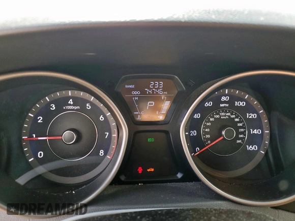 2013 Hyundai Elantra GLS z VIN 5NPDH4AE4DH292871, wystawiony jako Copart lot #58271825 z przebiegiem 74 746 mil mil oraz Szkody całkowita. Historia ofert i sprzedaży dostępna na DreamBid. Obrazek 9.