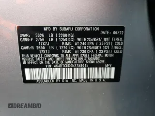 2022 Subaru Outback Wilderness with VIN 4S4BTGUD0N3259045, listed as a Copart auction lot 54674014 with 25,118 mi miles and Salvage title. Bid and sale history available at DreamBid. Image 12.