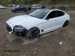 2022 Genesis G70 3.3T with VIN KMTG54TE9NU081676, listed as a Copart auction lot 75188364 with 38,526 mi miles and Salvage Title. Bid and sale history available at DreamBid. Image 1.