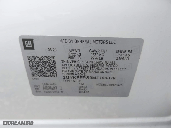 2021 Cadillac XT6 Premium Luxury with VIN 1GYKPFRS0MZ100879, listed as a IAAI auction lot 41083030 with 56,502 mi miles. Bid and sale history available at carsss.com. Image 9.