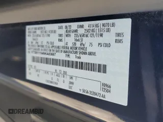 2022 Ford Transit Cargo with VIN 1FTBR1Y84NKA83667, listed as a Copart auction lot 69182124 with 37,299 mi miles and Salvage Title. Bid and sale history available at DreamBid. Image 14.