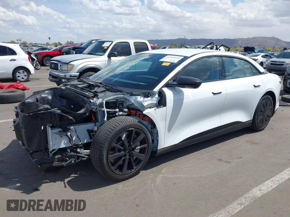 2025 Lucid Air Pure with VIN 50EA1PGA7SA001096, listed as a IAAI auction lot 41950025 with 3,502 mi miles. Bid and sale history available at carsss.com. Image 2.
