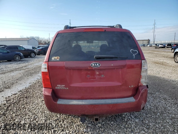 2008 Kia Sedona EX with VIN KNDMB233386198109, listed as a Copart auction lot 86275264 with 176,894 mi miles and Salvage Title. Bid and sale history available at carsss.com. Image 6.