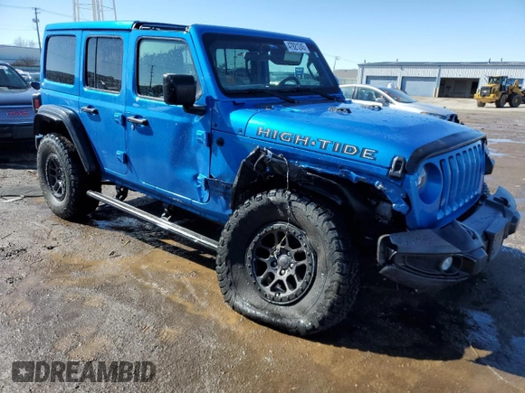 2022 Jeep Wrangler Unlimited Sport S with VIN 1C4HJXDG0NW203829, listed as a Copart auction lot 47921245 with 17,967 mi miles and Salvage Title. Bid and sale history available at DreamBid. Image 4.
