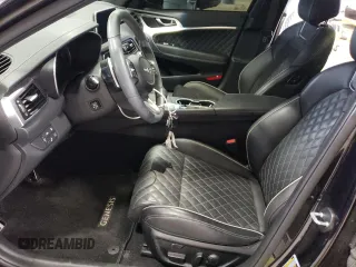 2021 Genesis G70 3.3T with VIN KMTG34LE7MU076383, listed as a Copart auction lot 71798544 with 35,450 mi miles and Salvage Title. Bid and sale history available at carsss.com. Image 7.