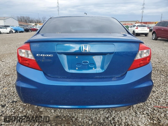 2012 Honda Civic EX with VIN 19XFB2F89CE002130, listed as a Copart auction lot 48515155 with 190,416 mi miles and Salvage Title. Bid and sale history available at DreamBid. Image 6.
