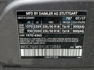 2018 Mercedes-Benz GLA with VIN WDCTG4EBXJJ410840, listed as a Copart auction lot 50708705 with 105,805 mi miles and Salvage Title. Bid and sale history available at carsss.com. Image 12.