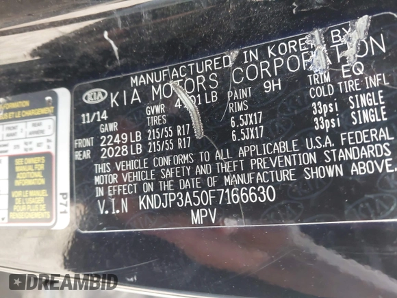2015 Kia Soul + with VIN KNDJP3A50F7166630, listed as a IAAI auction lot 42063191 with Not Provided miles and . Bid and sale history available at DreamBid. Image 9.