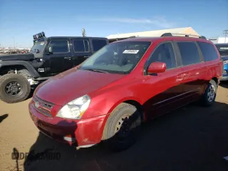 2007 Kia Sedona EX with VIN KNDMB233X76109232, listed as a Copart auction lot 77384063 with 208,774 mi miles and Clean Title. Bid and sale history available at carsss.com. Image 1.