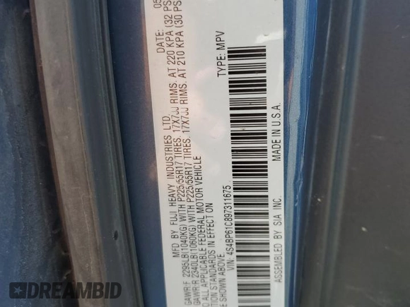 2009 Subaru Outback Special Edition z VIN 4S4BP61C897311675, wystawiony jako Copart lot #56660705 z przebiegiem 171 793 mil mil oraz Szkoda całkowita • Salvage title. Historia ofert i sprzedaży dostępna na DreamBid. Obrazek 12.