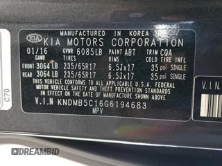 2016 Kia Sedona LX with VIN KNDMB5C16G6194683, listed as a Copart auction lot 47828165 with 155,320 mi miles and Salvage Title. Bid and sale history available at carsss.com. Image 14.