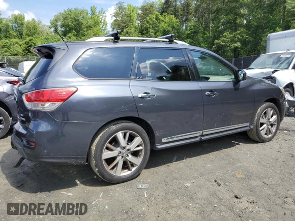 2013 Nissan Pathfinder Platinum with VIN 5N1AR2MM6DC672311, listed as a Copart auction lot 58985895 with 160,552 mi miles and Salvage title. Bid and sale history available at DreamBid. Image 3.
