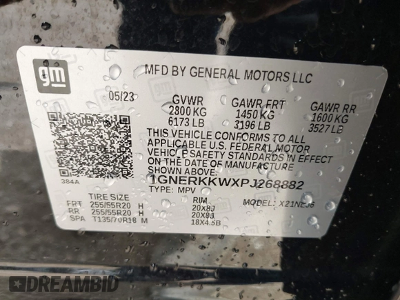 2023 Chevrolet Traverse Premier with VIN 1GNERKKWXPJ268882, listed as a IAAI auction lot 42438621 with 16,149 mi miles and . Bid and sale history available at DreamBid. Image 9.