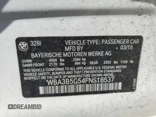 2015 BMW 3 Series 328i xDrive with VIN WBA3B5G54FNS18537, listed as a Copart auction lot 47594805 with 113,459 mi miles and Non Repairable. Bid and sale history available at carsss.com. Image 12.