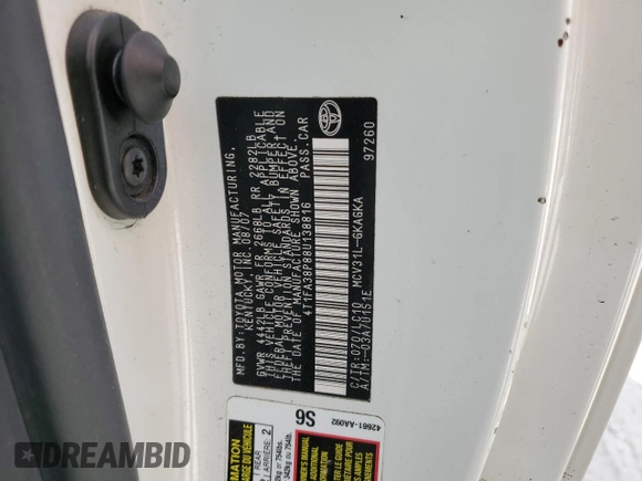 2008 Toyota Solara SE with VIN 4T1FA38P88U138816, listed as a Copart auction lot 76708524 with Not Provided miles and Salvage Title. Bid and sale history available at DreamBid. Image 13.