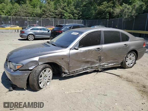 2002 BMW 7 Series 745Li with VIN WBAGN63472DR07659, listed as a Copart auction lot 60600554 with Not Provided miles and Salvage Title. Bid and sale history available at carsss.com. Image 1.