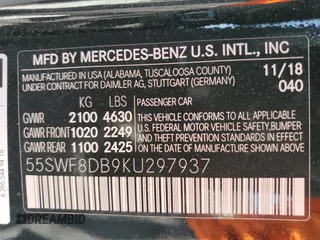 2019 Mercedes-Benz C 300 with VIN 55SWF8DB9KU297937, listed as a Copart auction lot 64764675 with 73,831 mi miles and Salvage title. Bid and sale history available at DreamBid. Image 12.