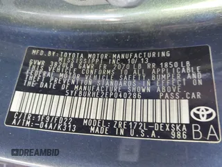 2014 Toyota Corolla L with VIN 5YFBURHE2EP040286, listed as a IAAI auction lot 41890115 with 154,584 mi miles and . Bid and sale history available at DreamBid. Image 9.