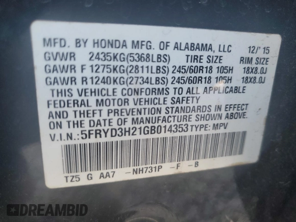 2016 Acura MDX with VIN 5FRYD3H21GB014353, listed as a Copart auction lot 79079244 with 174,801 mi miles and Salvage Title. Bid and sale history available at carsss.com. Image 15.