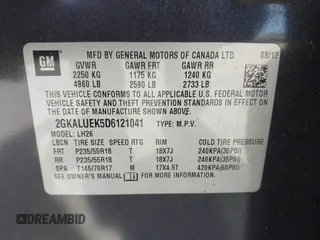 2013 GMC Terrain SLT z VIN 2GKALUEK5D6121041, wystawiony jako IAAI lot #42276132 z przebiegiem 196 979 mil mil oraz . Historia ofert i sprzedaży dostępna na DreamBid. Obrazek 9.