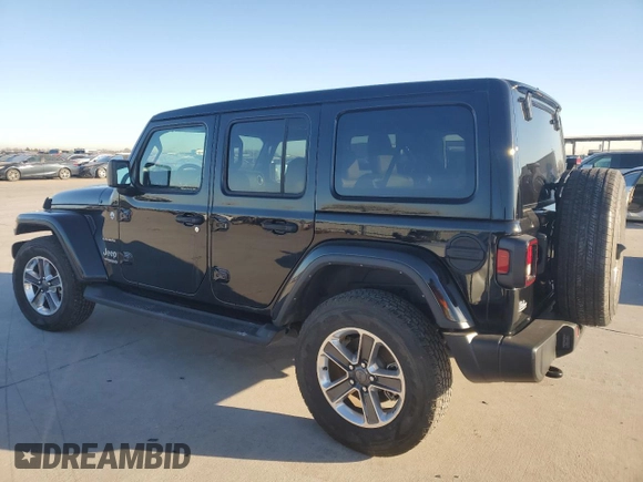 2022 Jeep Wrangler Unlimited Sahara with VIN 1C4HJXEG9NW191002, listed as a Copart auction lot 42486595 with 21,301 mi miles and Salvage title. Bid and sale history available at DreamBid. Image 2.