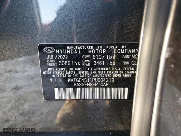 2023 Genesis Electrified G80 with VIN KMTGE4S11PU004219, listed as a Copart auction lot 44239825 with 27,198 mi miles and Salvage Title. Bid and sale history available at carsss.com. Image 12.