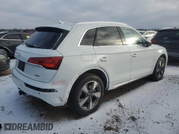 2023 Audi Q5 Premium Plus with VIN WA1BBAFY2P2093652, listed as a Copart auction lot 88666715 with 9,990 mi miles and Salvage title. Bid and sale history available at DreamBid. Image 3.